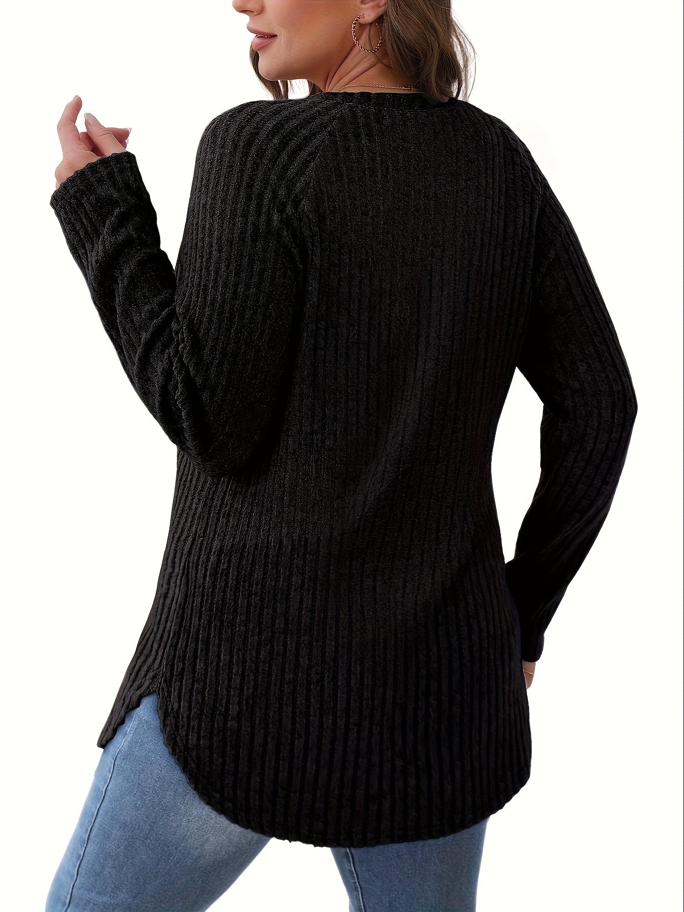 3pcs Women's Casual Loose-Fit Round Neck Long Sleeve Sweaters - Solid Color Machine Washable All-Season Tops in Brown/Beige/Black, Cute Sweaters