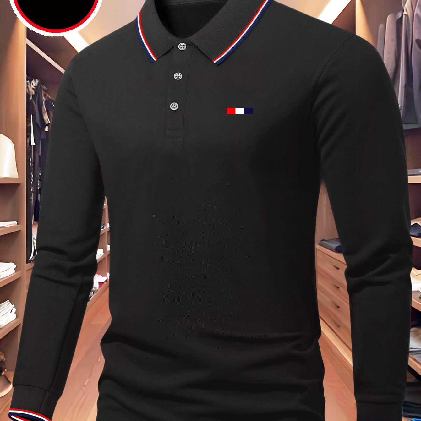 Men'S Slim-Fit All-Season Long-Sleeve Shirt - Full-Body Print with French Flag Design, Turn- Collar & Red/White Piping - Breathable for Golf, Business Casual & Casual Attire - Versatile Workwear & Outdoor Sports Shirt - Ideal