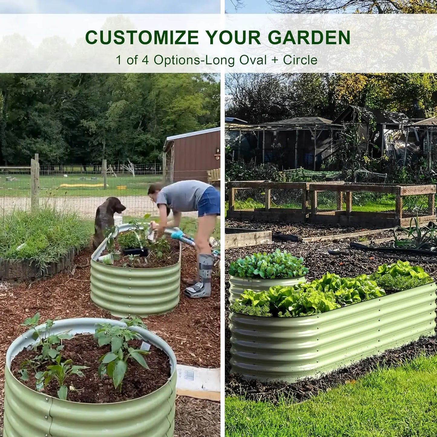 Olle 4-Style Modular Galvanized Raised Garden Beds Outdoor