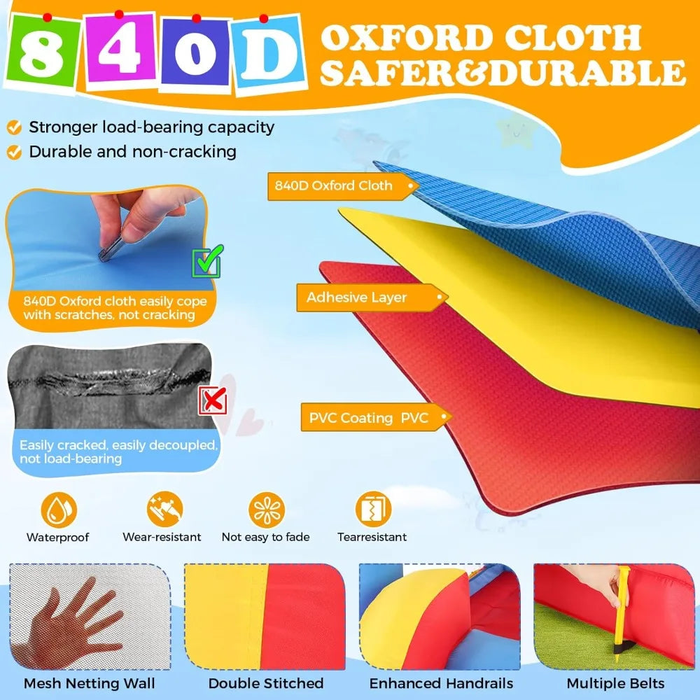 Whubefy Inflatable Bounce House With Double Slide Obstacle