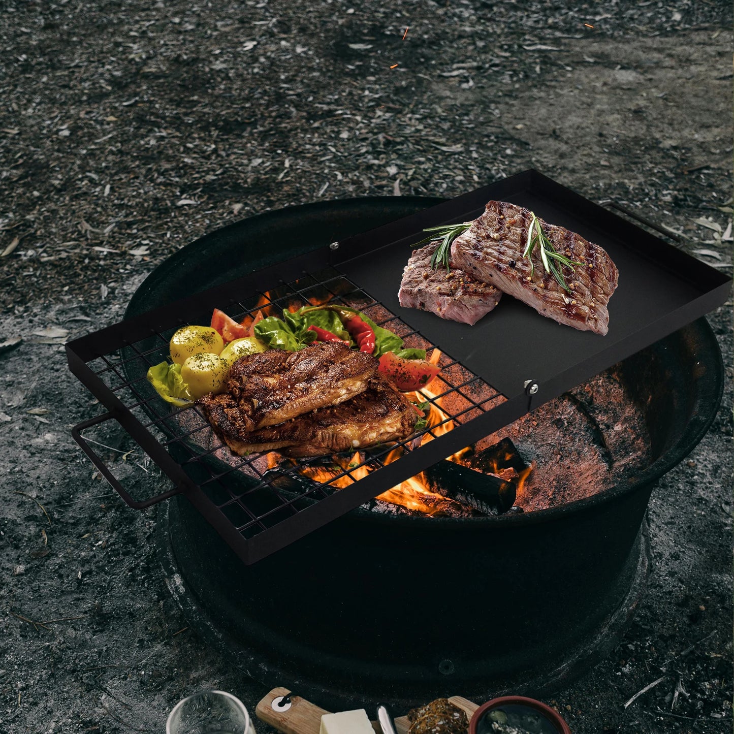 Heavy Duty 24 Inch Folding Campfire Grill With Compact Storage Design