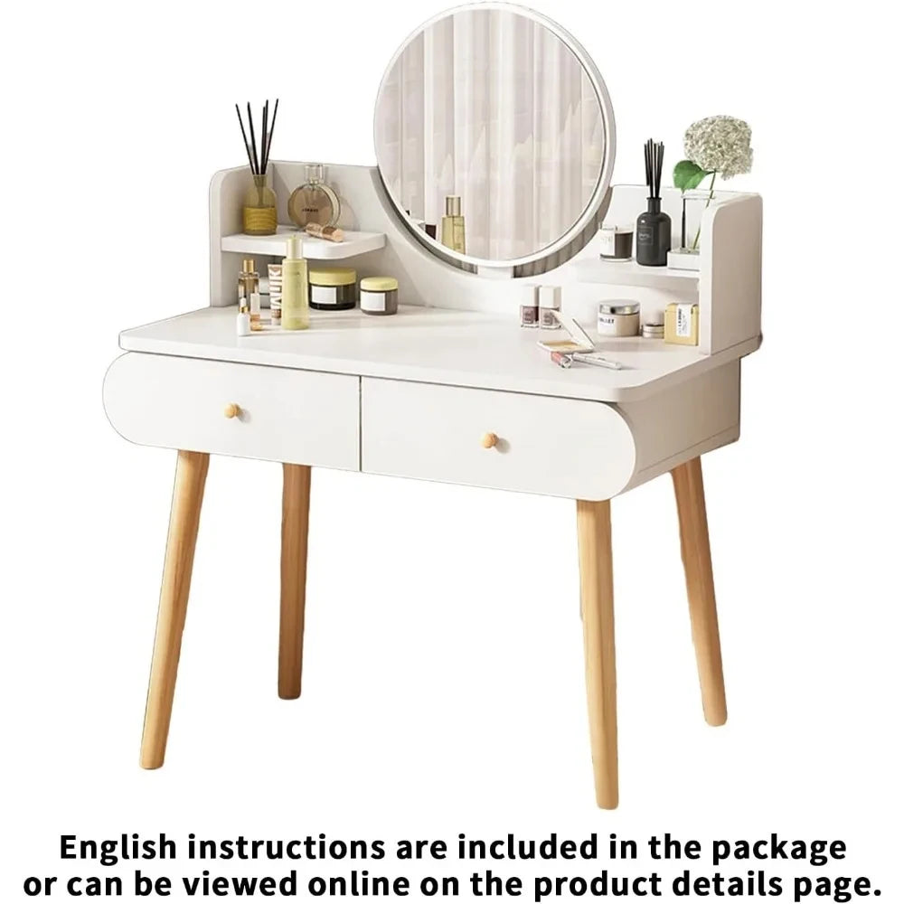 General Vanity Table With Detachable Mirror And Storage