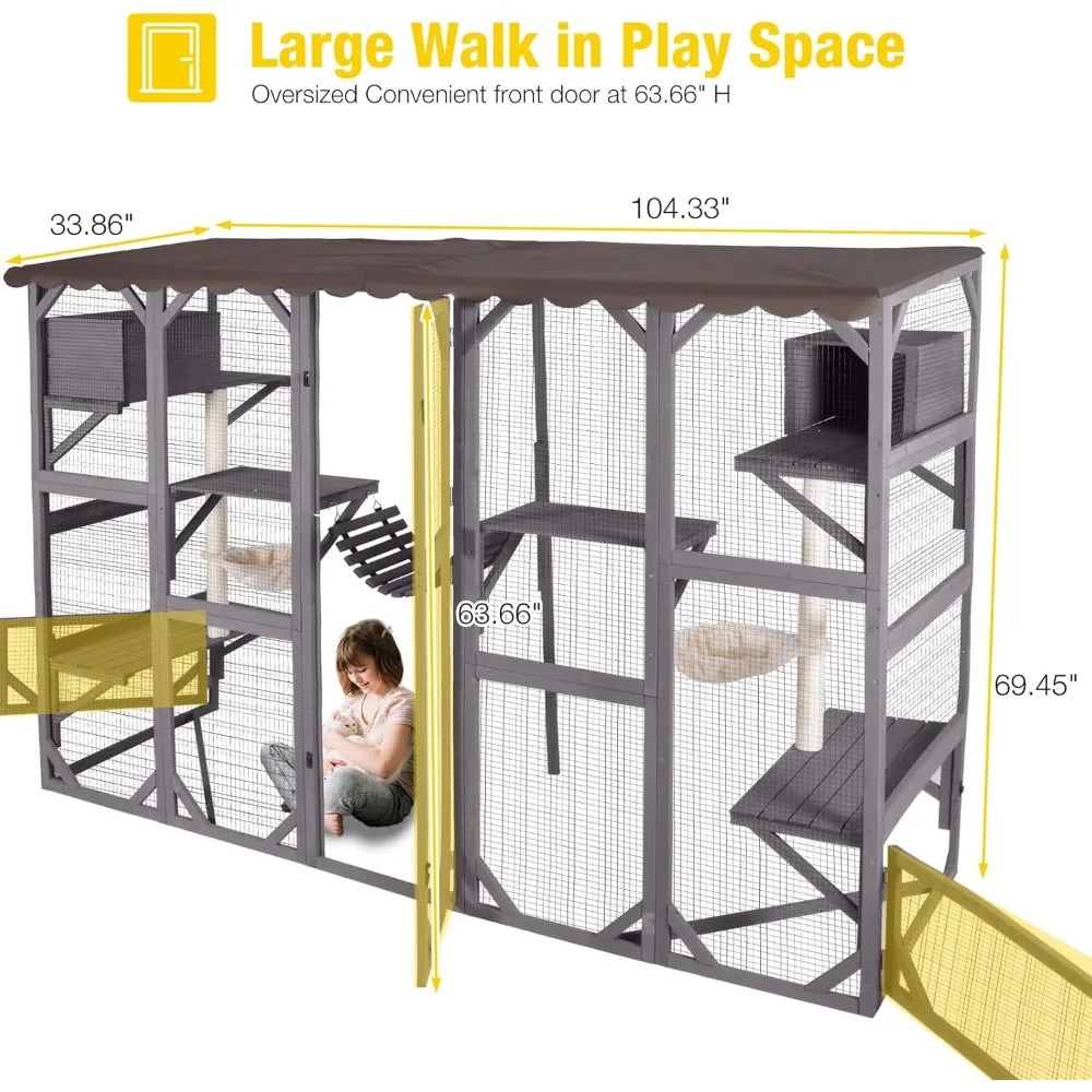 Catio Outdoor Cat Enclosure Wall Mounted Wooden Cat House