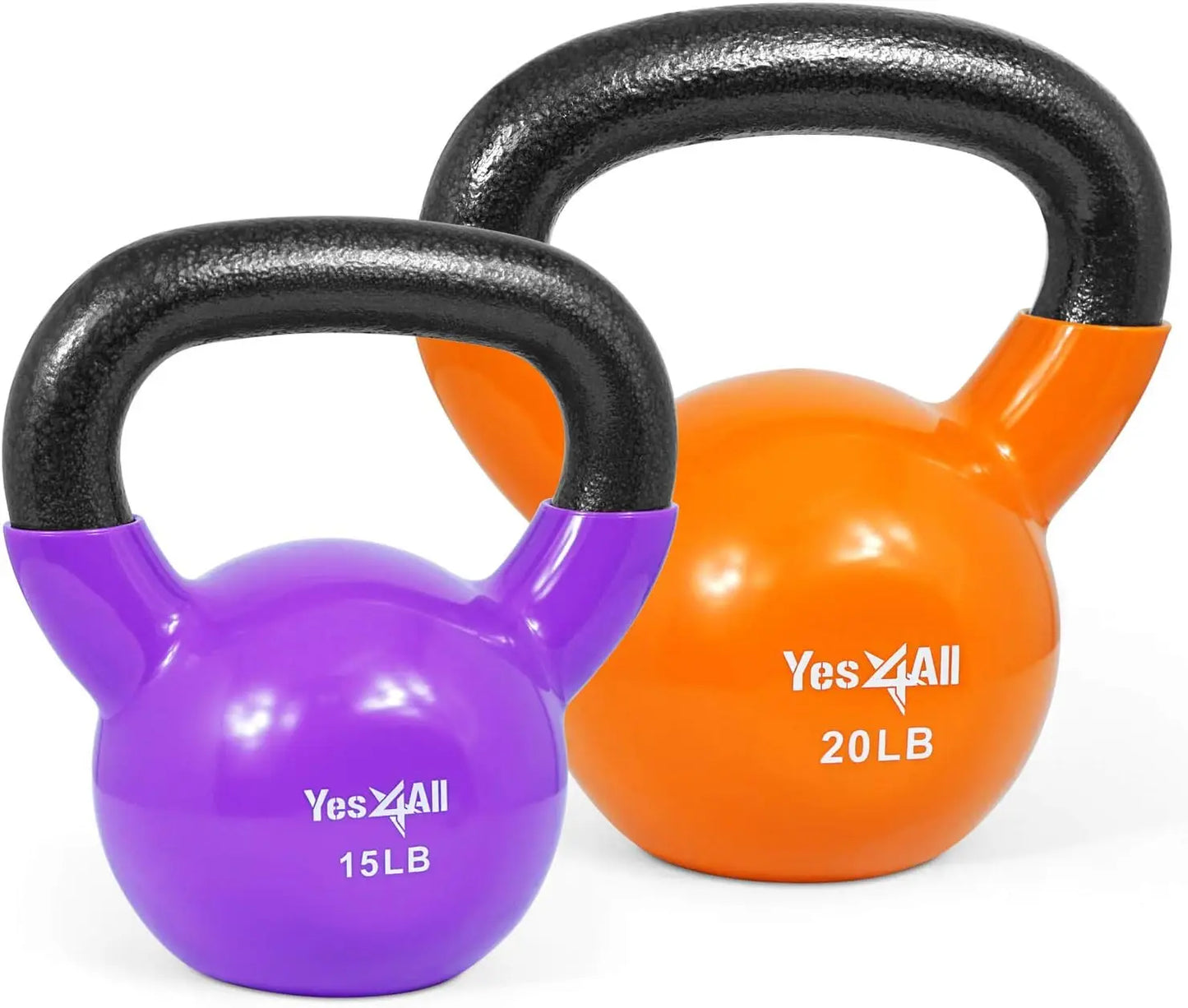 Kettlebell Set Vinyl Coated Weights Combo for Full Body Workout Push Up and Grip Strength Training Multicolor