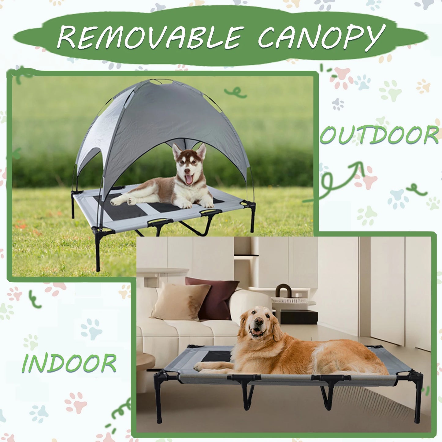 ShanghaiHign Elevated Dog Bed Canopy Outdoor Indoor Use