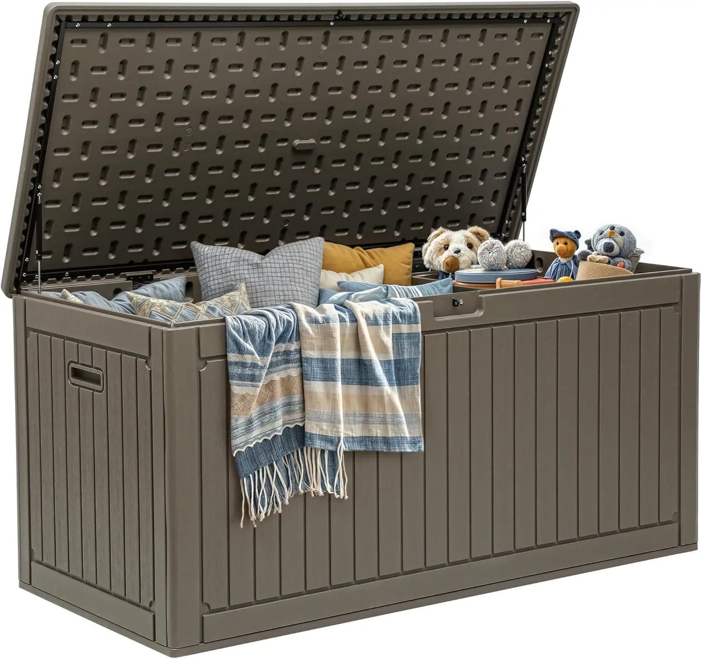 260 Gallon Double Wall Deck Box with Divider Side Handles
