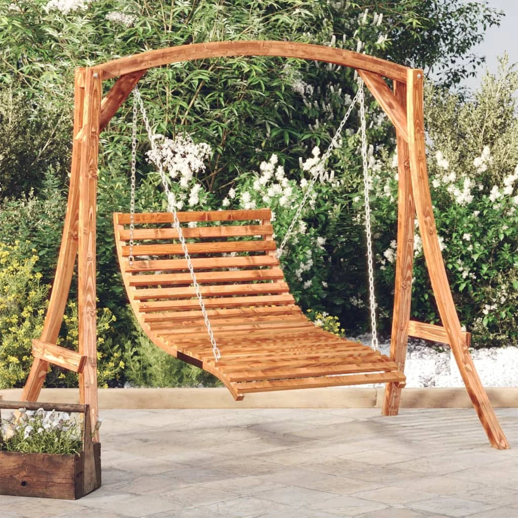 Swing Bed Bent Wood with Teak Finish Comfortable Hanging Chairs