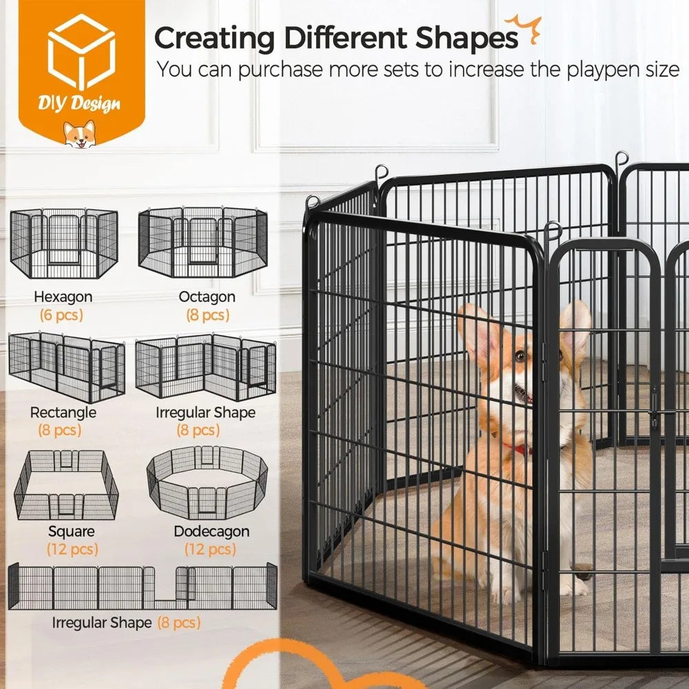 Dog Playpen Outdoor 32 Inch 32 Panels Heavy Duty Puppy Exercise Pen Metal Pet Fence for RV Camping Yard Garden