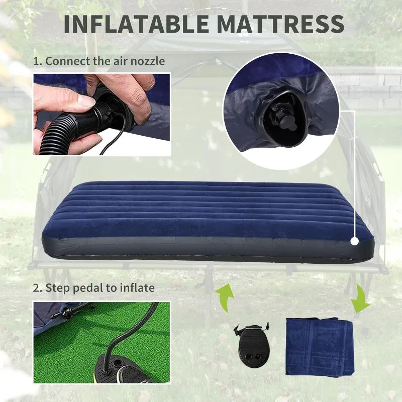 Outsunny 2 Person Foldable Camping Cot with Tent and Air Mattress
