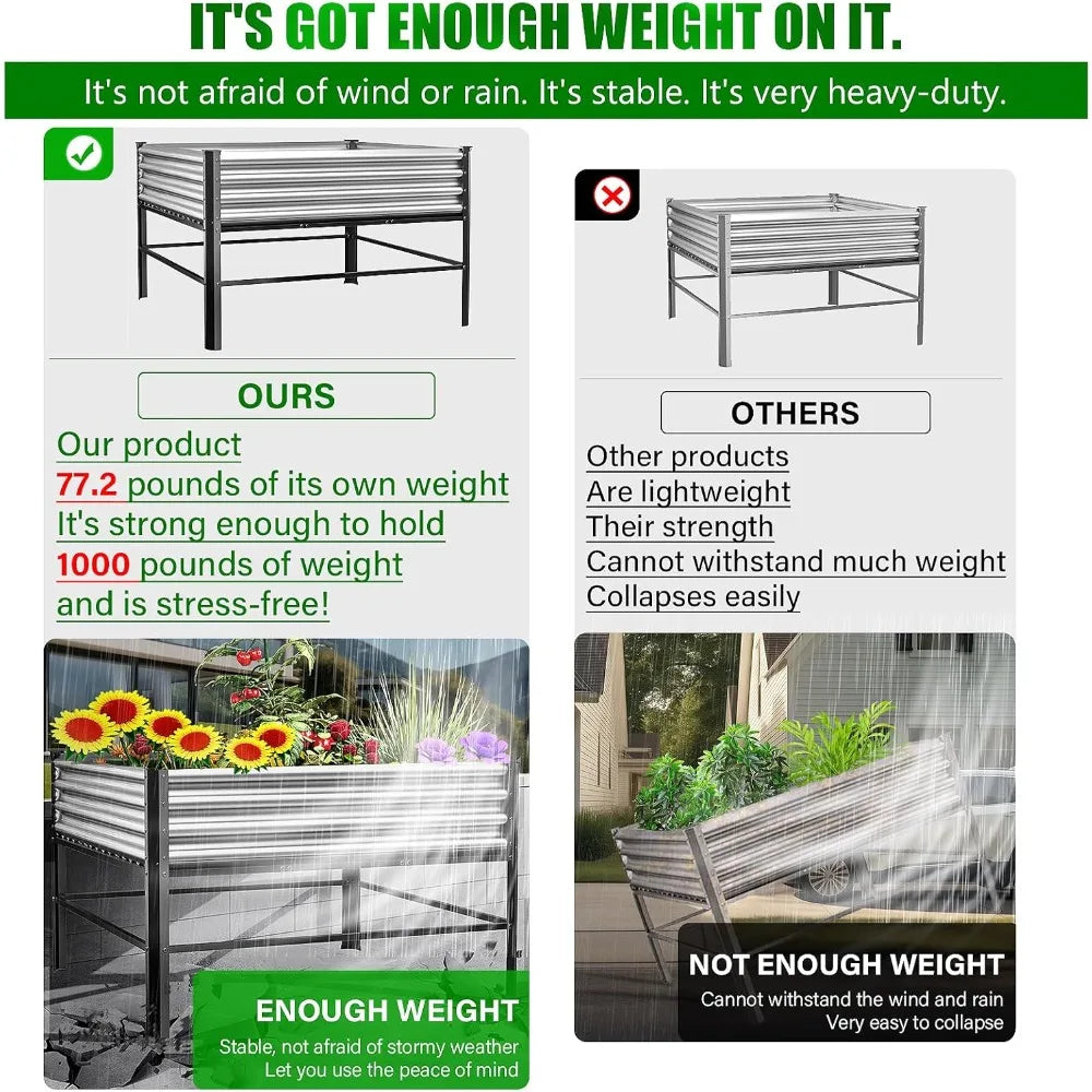 Doniks Raised Garden Bed with Legs 48x48in 1000lb Capacity
