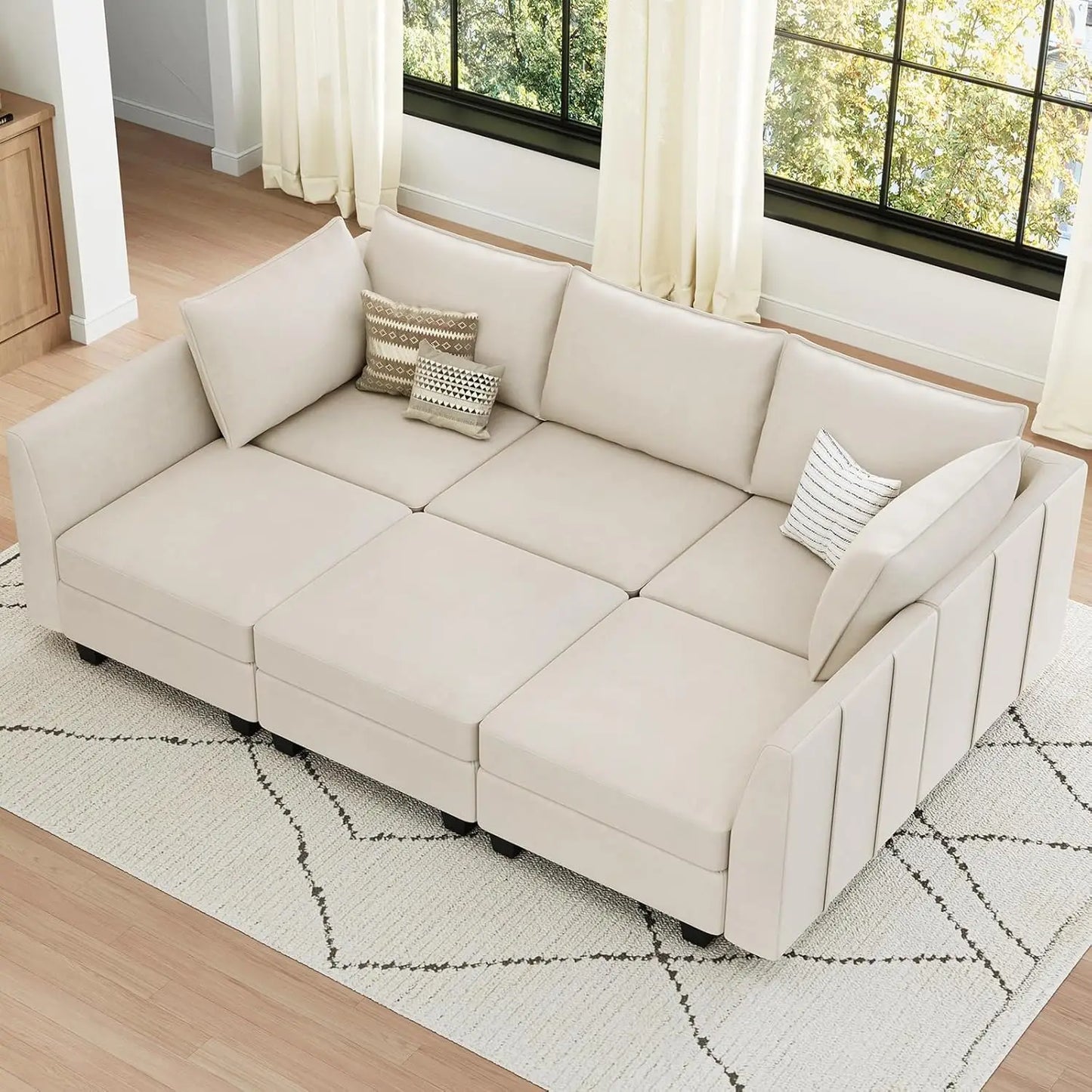 Large Modular Sectional Sofa Sleeper Couch with Storage Velvet Sectional Sofa Bed for Living Room 9 Seats