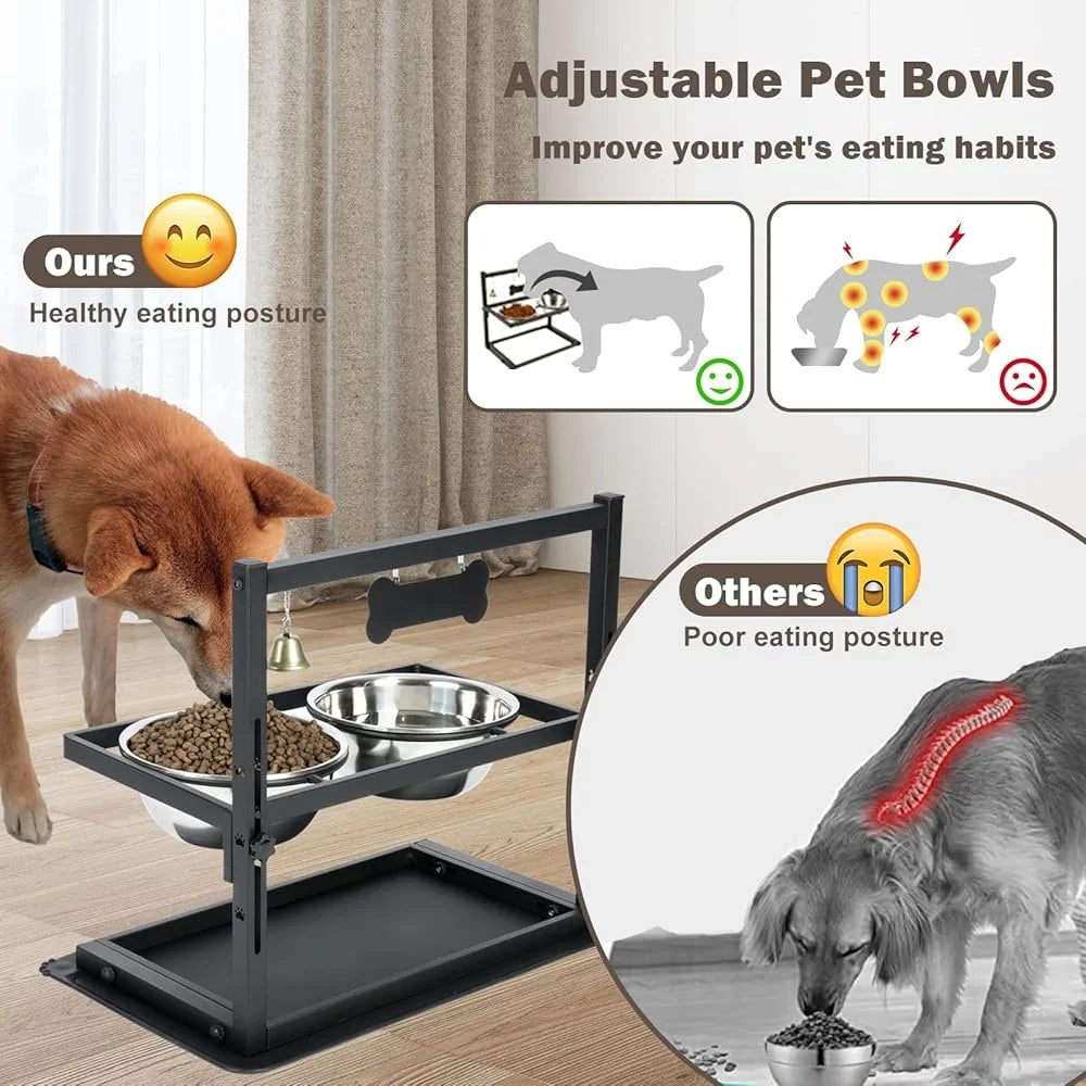 Hign-concerned Adjustable Height Slow Feeder Dog Bowl