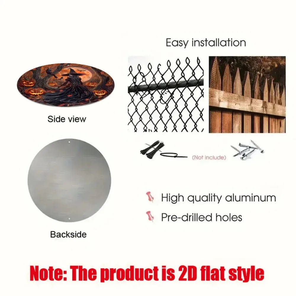 - 1pc 8x8 inches Aluminum Flat Sign | Witch Theme Decor | Ideal for Office, Home, Apartment & Dining Room