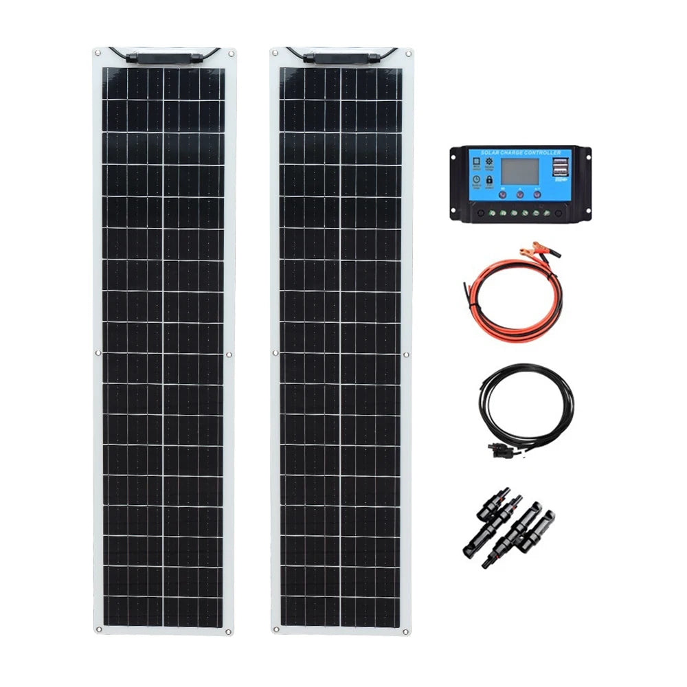 WUZECK Flexible Solar Panel kit 50 Watt  PV Module 100 Watt 12V 24V Solar cable Cell home outdoor Car Boat Battery camping trip