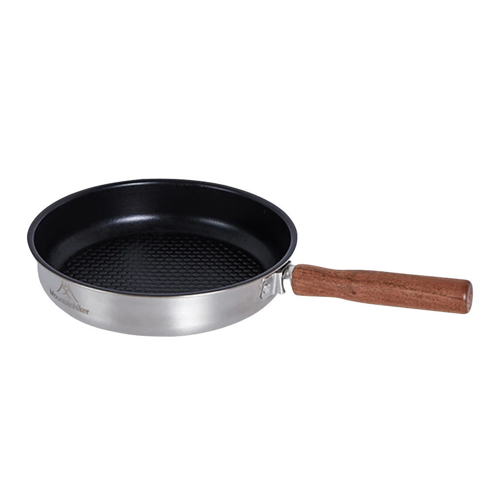 Outdoor Camping Frying Pan Nonstick Coating Breakfast Egg Pancake Pot Stainless Steel Portable Cooking Pan for Outdoor Hiking