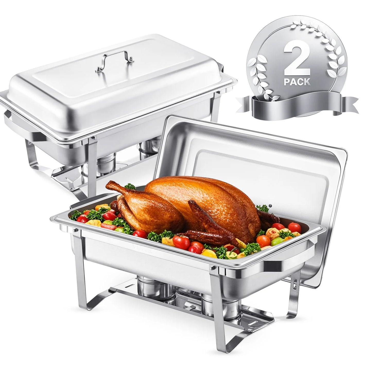 VEVOR 2 Packs Chafing Dish Buffet Set Stainless Steel Chafer
