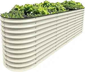 Olle Galvanized Raised Garden Beds 32" Tall Metal Plant Boxes