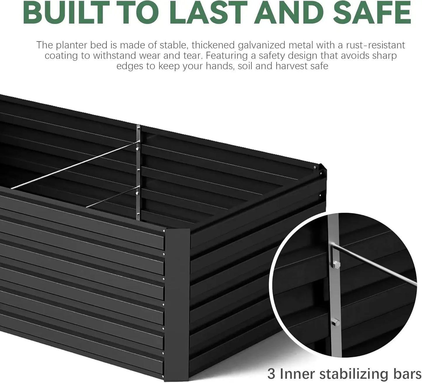 4pcs 8x4x2ft Galvanized Raised Garden Bed Deep Root Planter
