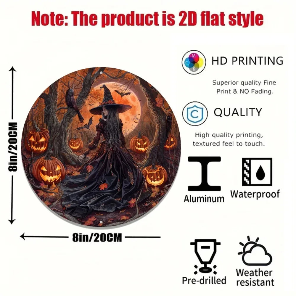 - 1pc 8x8 inches Aluminum Flat Sign | Witch Theme Decor | Ideal for Office, Home, Apartment & Dining Room