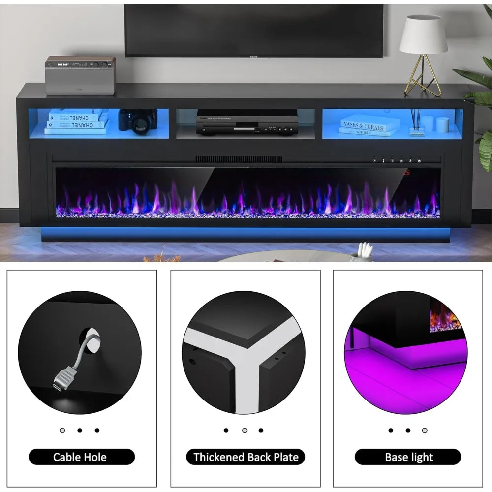 Hign-concerned Electric Fireplace TV Stand With LED Lights