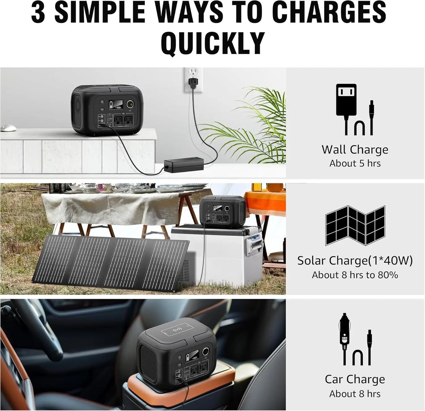 300W 260Wh Portable Power Station with Solar Panels 40W Solar Generator for Camping RV Travel