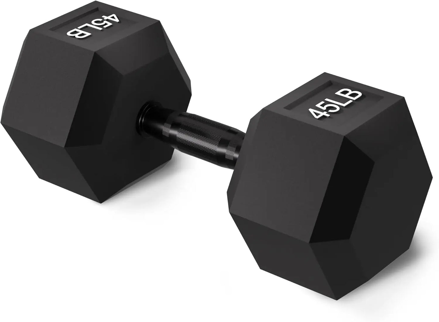Rubber Encased Hex Dumbbell Hand Weights with Anti Slip Metal Handle for Home Gym Multiple Sizes
