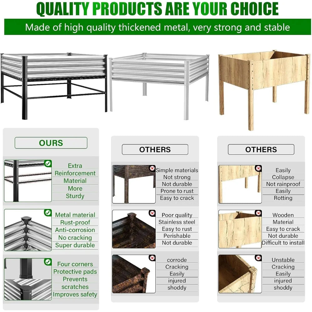 Doniks Raised Garden Bed with Legs 48x48in 1000lb Capacity