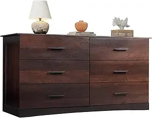 Oak Wood Dresser Six Drawer Minimalist Bedroom Storage