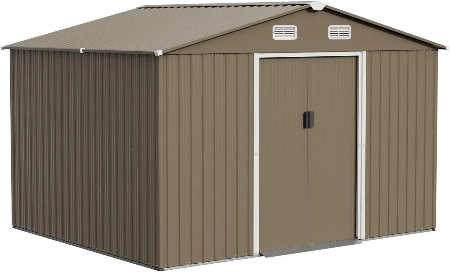 Lockable Metal Tool Shed with Sliding Door and Air Vents for Garden Storage