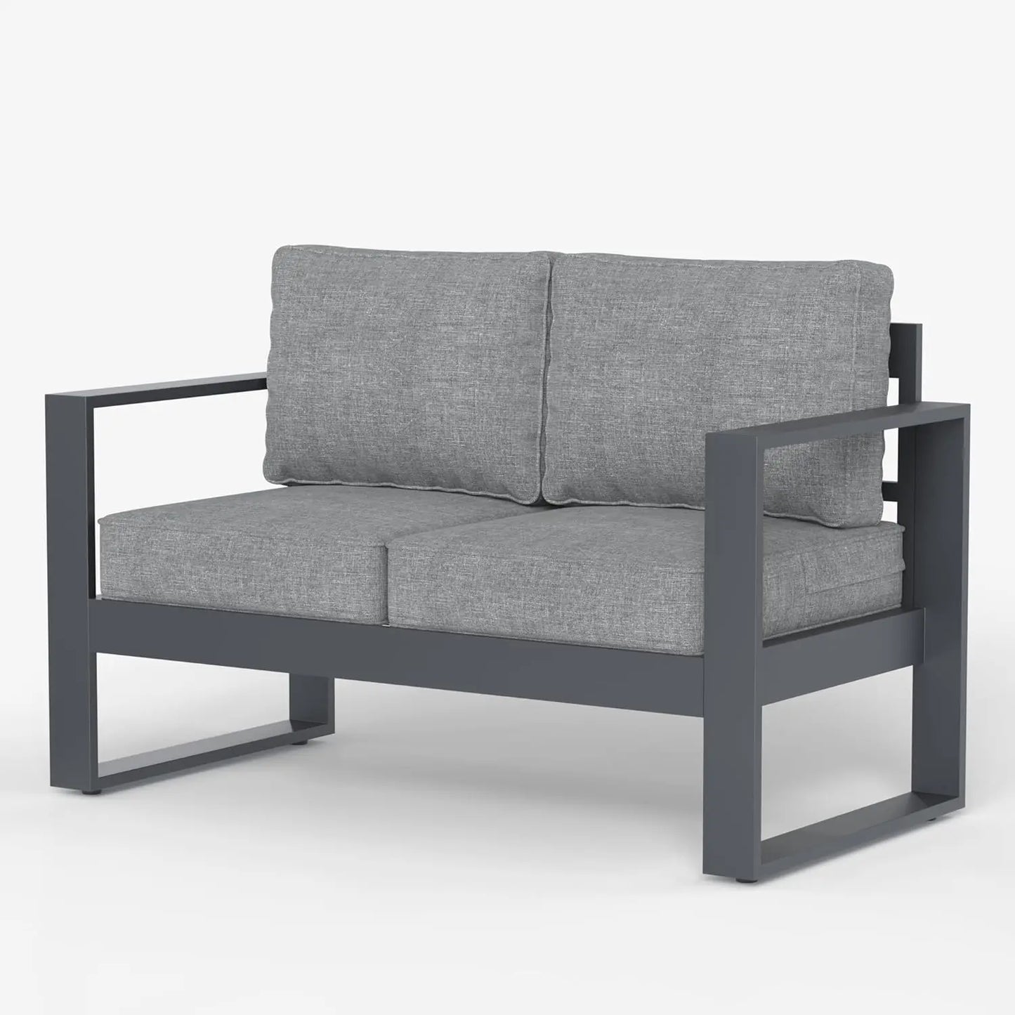 Outdoor Patio Aluminum Armchairs Set Of 2 With Cushions