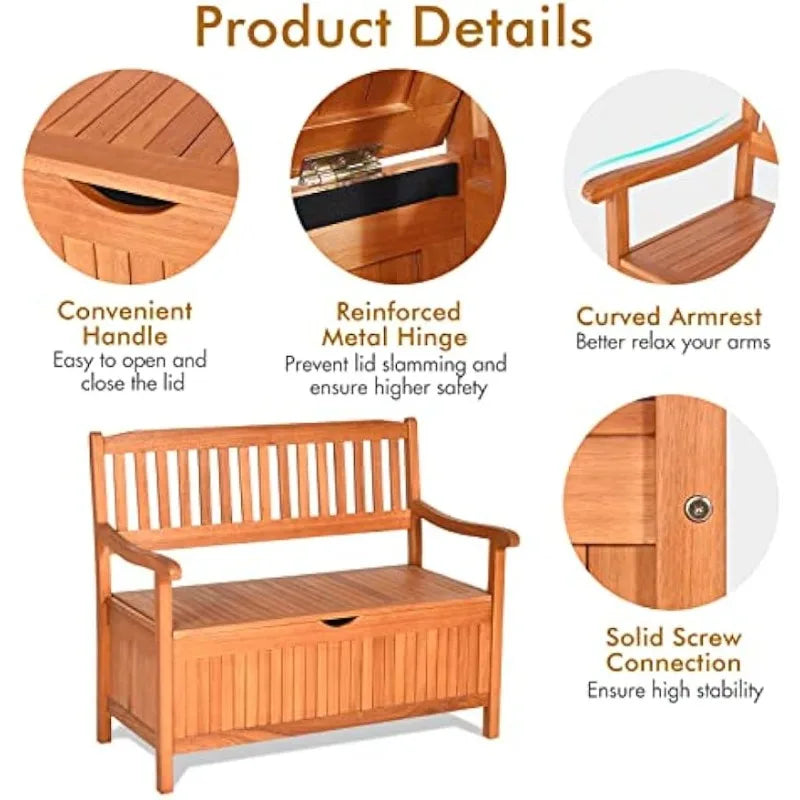 Hign-concerned Wooden Outdoor Storage Bench With Seating