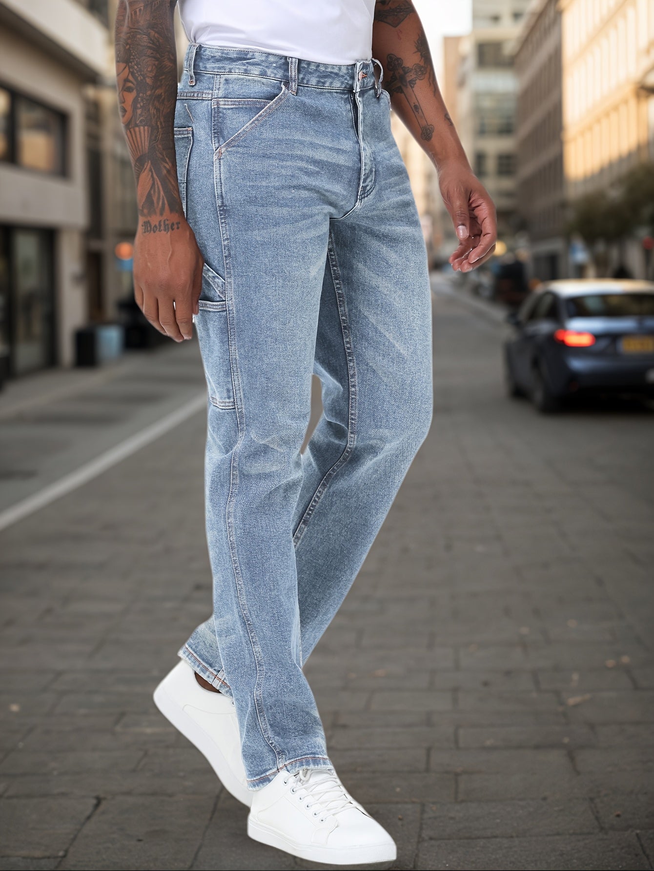 Men'S Regular Fit Stretch Carpenter Pants Durable Comfortable Utility Work Jeans For Daily Wear