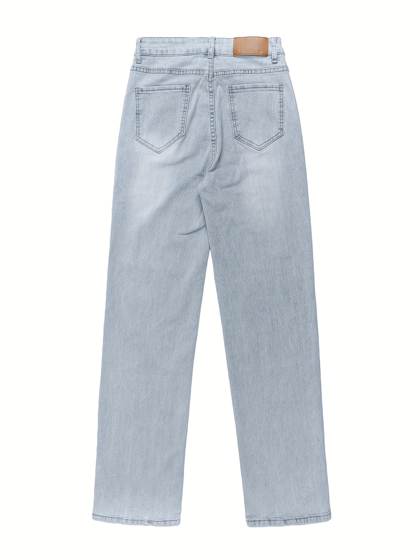 GILIPUR Women's High-Waist Straight-Leg Jeans - Light Washed Blue Denim, Loose Fit Vintage-Inspired Casual Street Style with Belt Loops & Functional Pockets, All-Season Comfort for Casual Attire & Layered Outfits (Machine Was