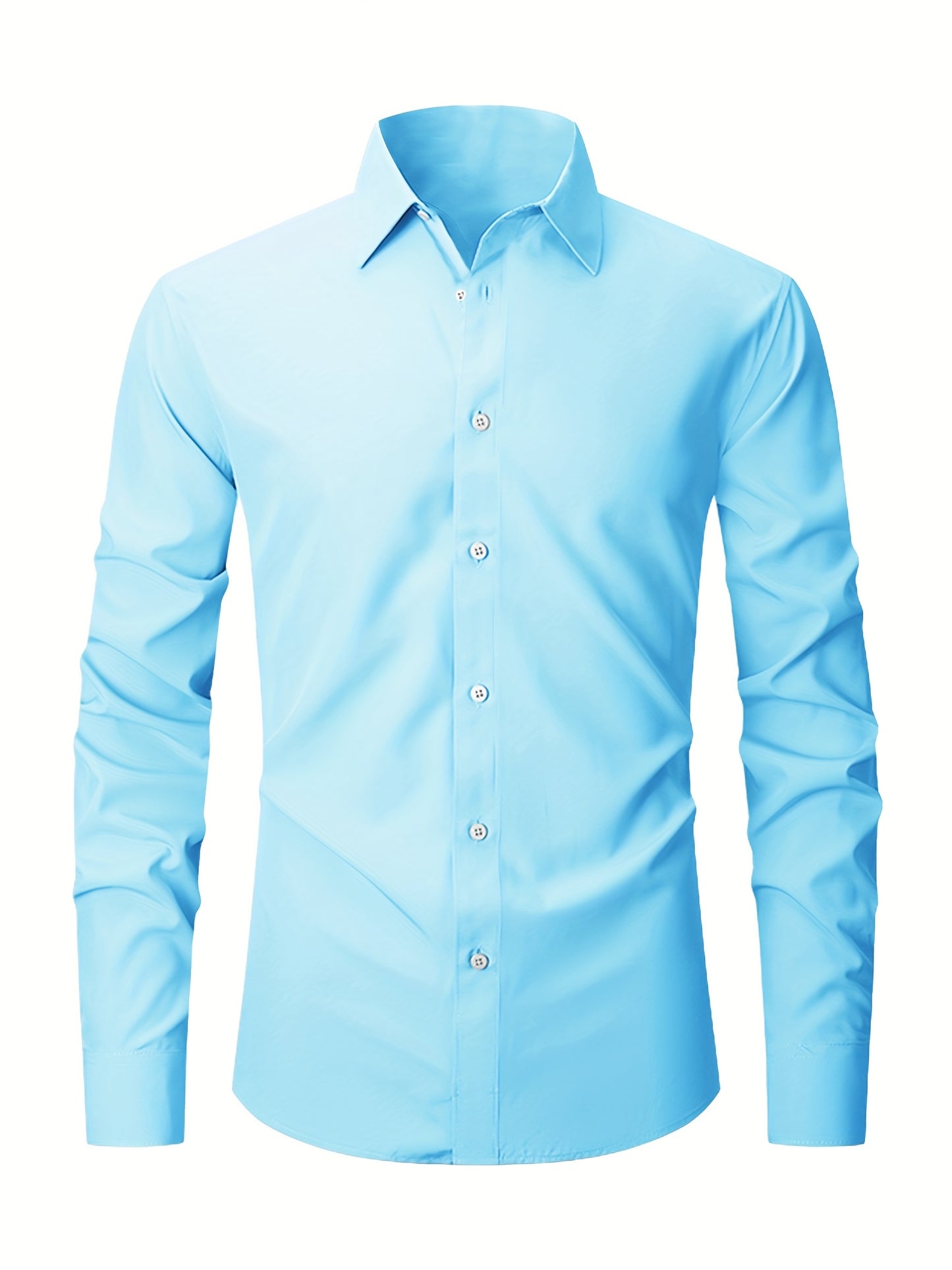 7pcs Set Men's Wrinkle-Resistant Non-Iron Shirts - Heavy-Duty Stretch Fabric Dress Shirts (, White, Black, Burgundy) - All-Season Office, Business & Casual Wear - Tummy Control Collared Button-Up Long Sleeve Button-