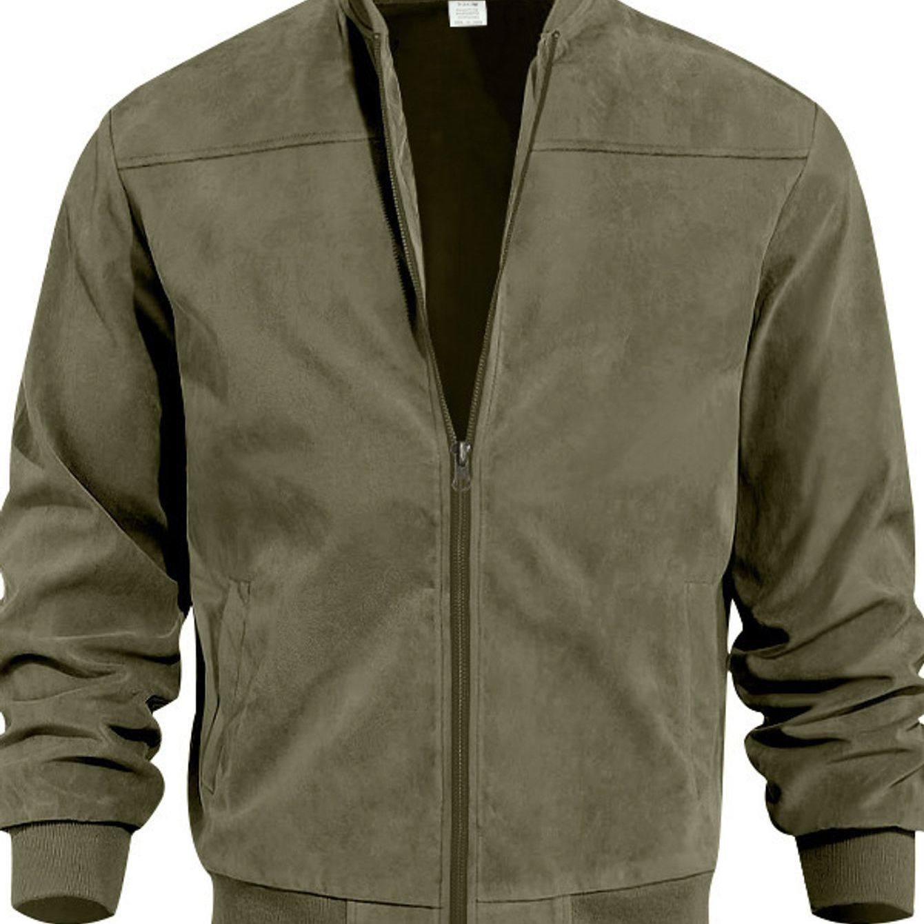 Men's Slim Fit Full-Zip Stand Collar Jacket - Luxury Full-Zip Closure, Zippered Pockets, Outerwear Coat for Fall/Winter, Navy Blue/Black/Other Colors, Machine Washable & Wrinkle-Resistant Casual to Formal Events, Patchwork De