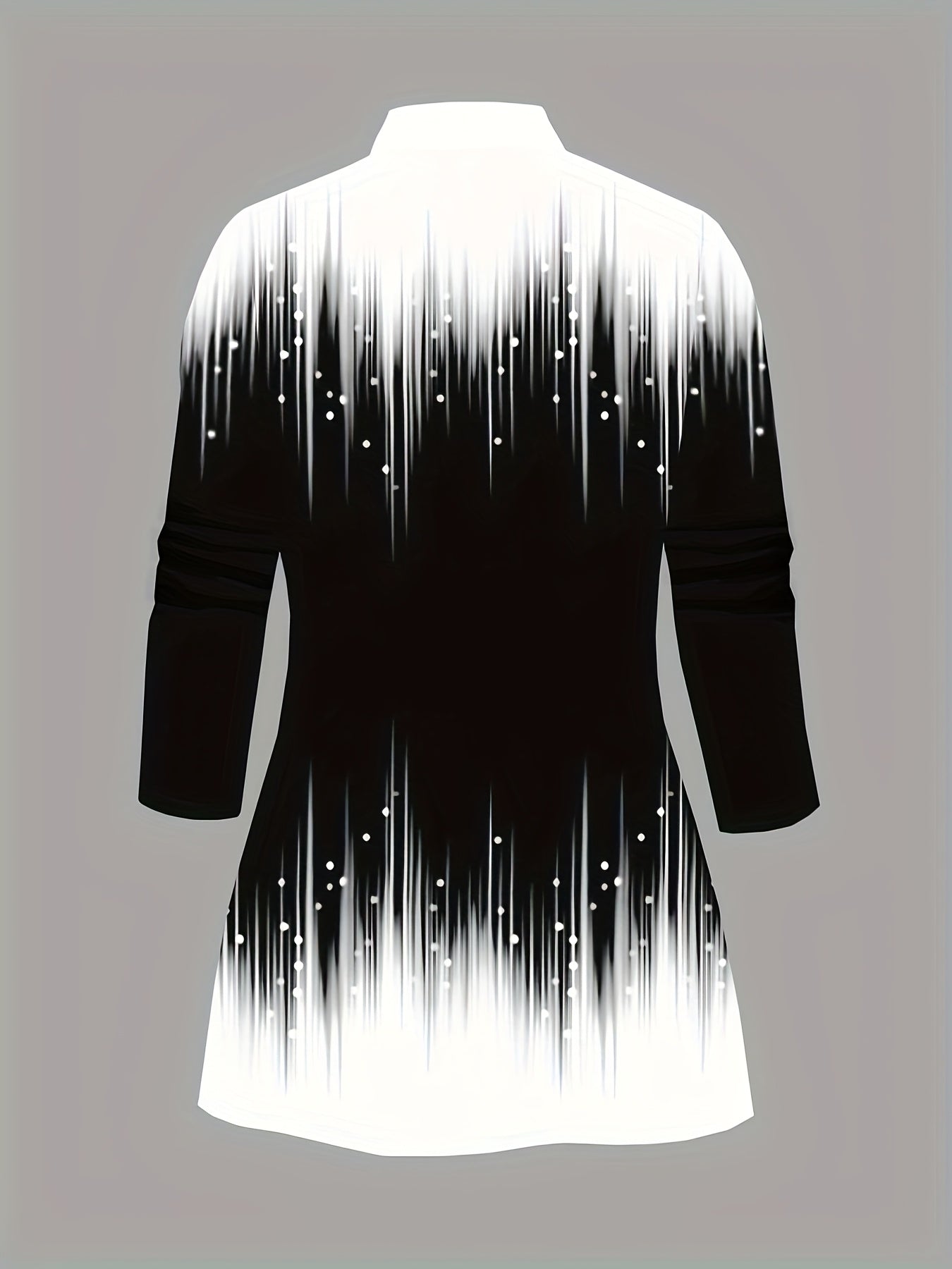 3pcs Women'S Casual Ombre Print Sweater Set - Black & White Gradient Cardigan, Sleeveless Top, and Leggings with Zipper Detail, Polyester Blend, Spring/Summer Fashion, Casual Wear|Ombre Print Top|Zipper Detail, Sweater Set