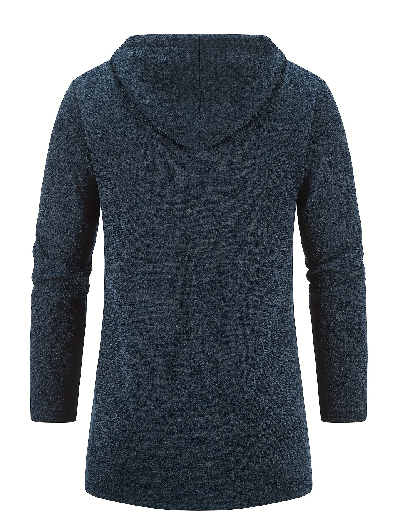 Men'S Fleece-Like Warmth Hooded Cardigan Jacket - Mid-Length Zipper Front Windbreaker Coat with Full-Zip Closure, Loose Fit Long Sleeve Winter Outerwear, Polyester Shell & Pockets for Casual & Semi-Formal Outfits (Autumn/Wint