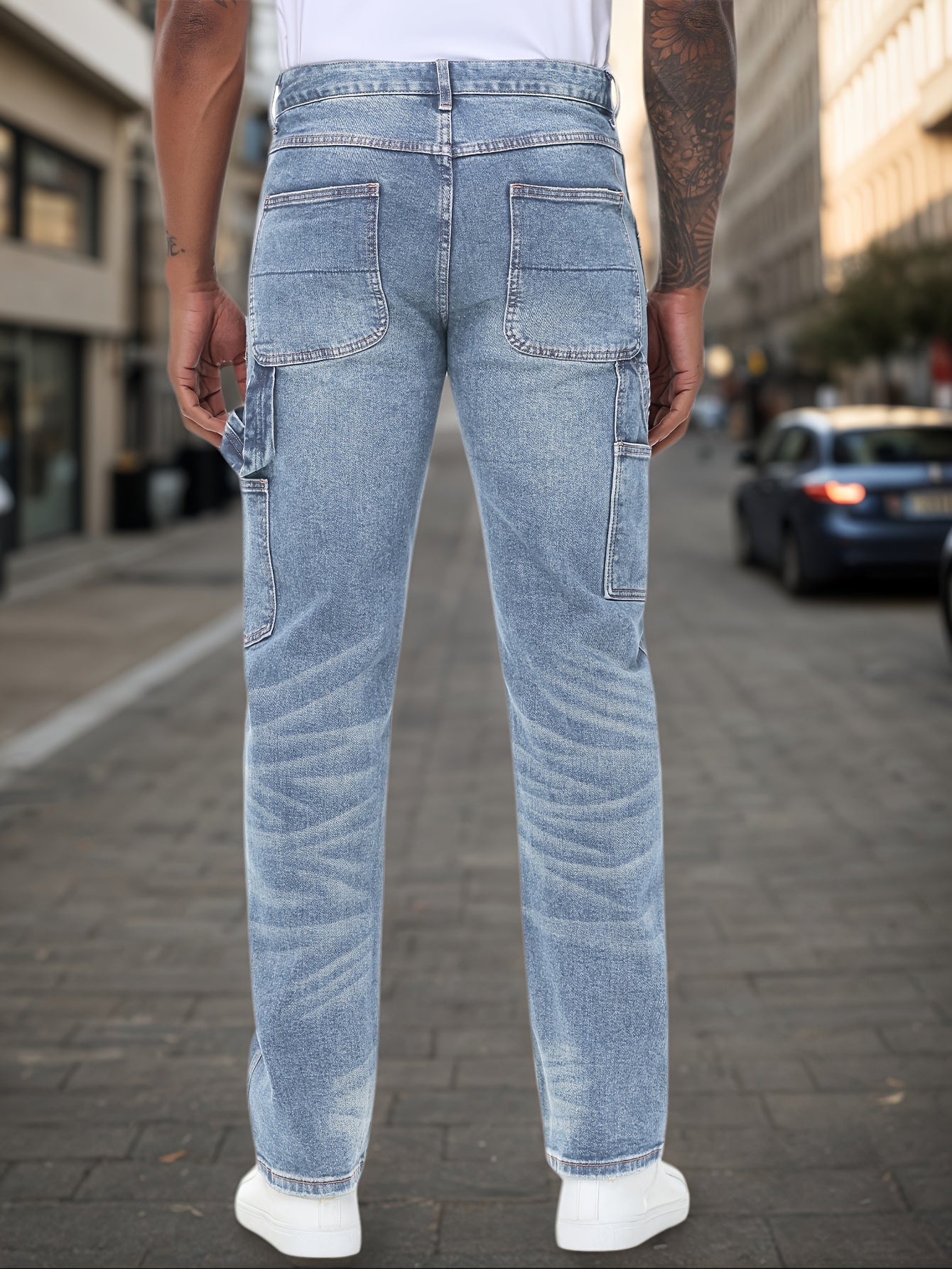 Men'S Regular Fit Stretch Carpenter Pants Durable Comfortable Utility Work Jeans For Daily Wear