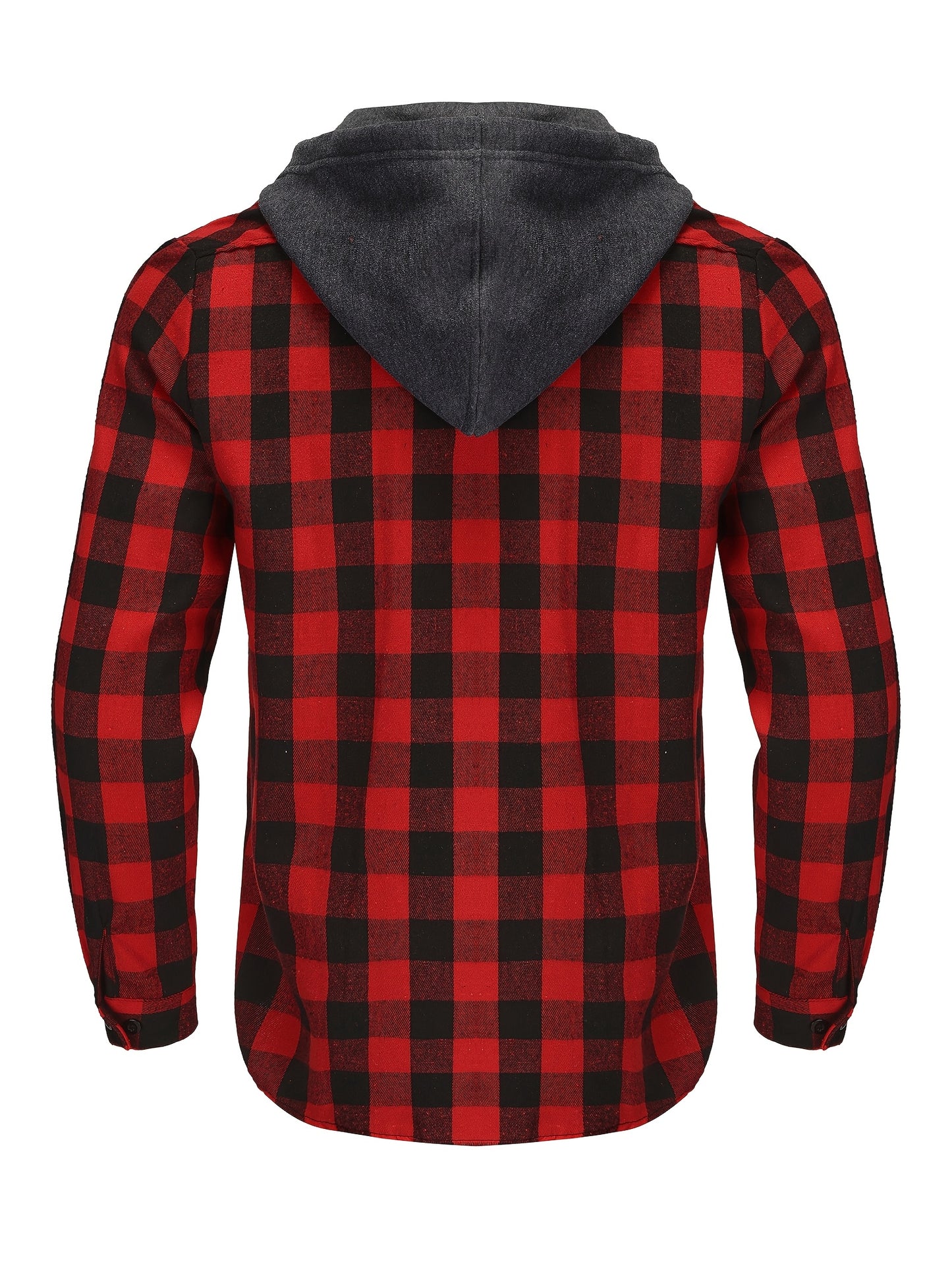 Black/Red/Blue 3 Pack Men's Flannel Hoodie Shirts - Casual Button- Long Sleeve Hooded Jackets with Pockets, Machine Washable, Regular Fit, Solid Color, Everyday Comfort Apparel, Plaid Pattern Design, Nonstretch Fabric