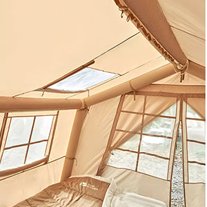 Large Inflatable Tent 135 SQFT for 8 to 10 Person Four Season Waterproof Quick Setup Cabin Tent with Reflective Mylar 600D Oxford Material