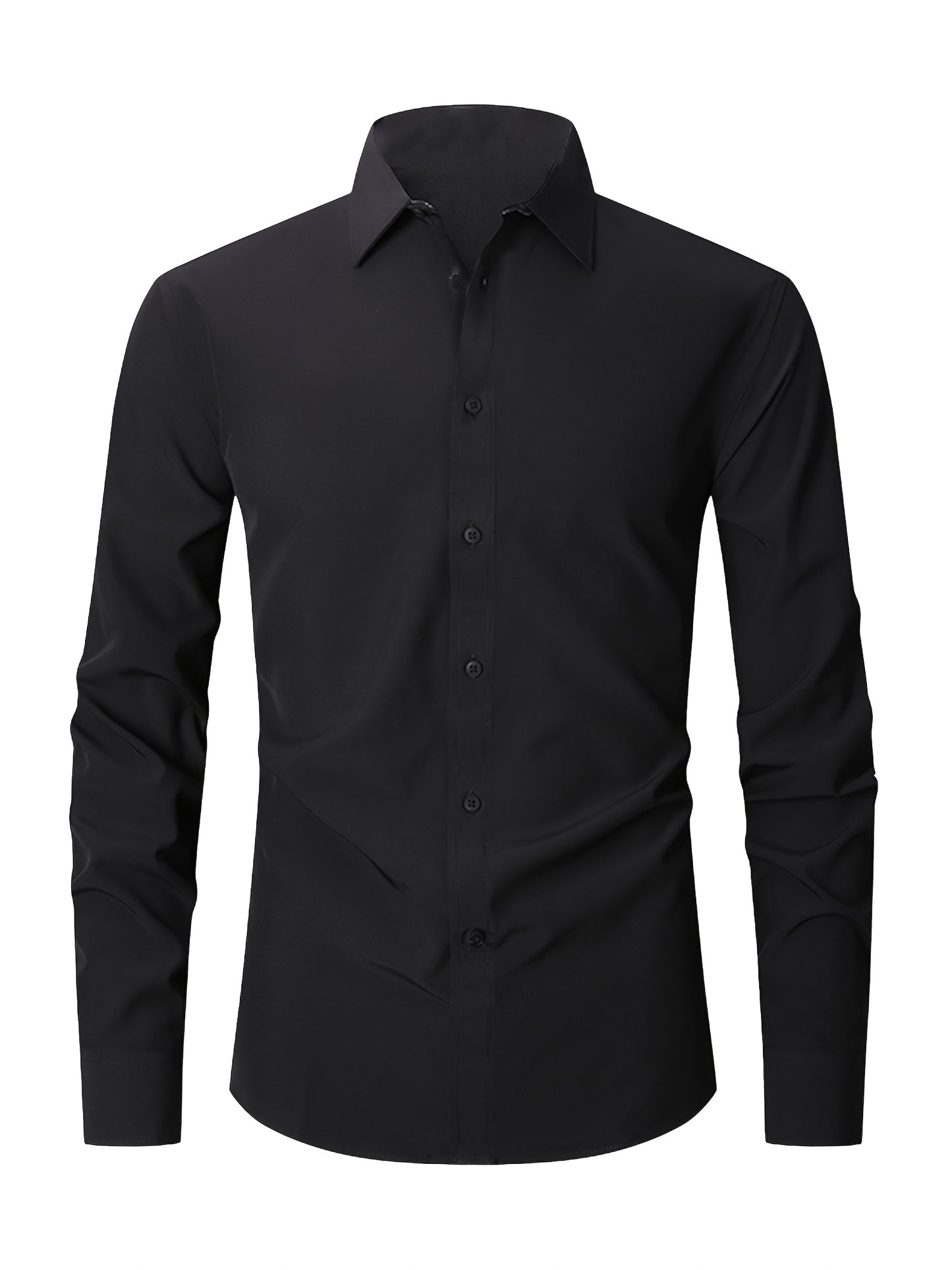 7pcs Set Men's Wrinkle-Resistant Non-Iron Shirts - Heavy-Duty Stretch Fabric Dress Shirts (, White, Black, Burgundy) - All-Season Office, Business & Casual Wear - Tummy Control Collared Button-Up Long Sleeve Button-