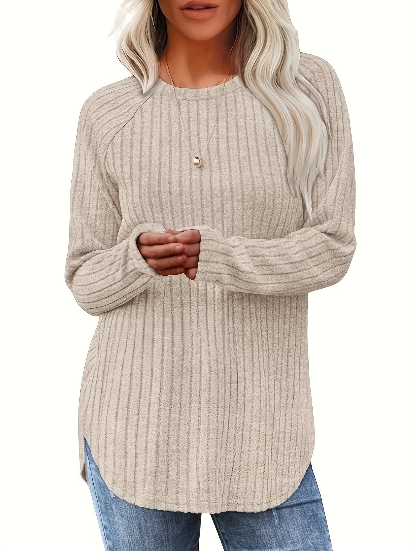 3pcs Women's Casual Loose-Fit Round Neck Long Sleeve Sweaters - Solid Color Machine Washable All-Season Tops in Brown/Beige/Black, Cute Sweaters