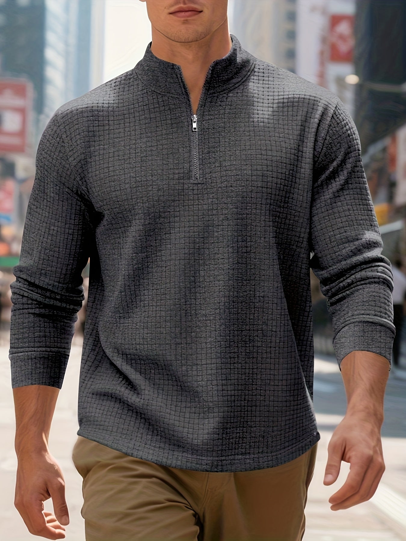 Men'S Heavyweight Full-Zip Hoodie - Winter Warmth Full-Zip Front Closure, Stand Collar Long Sleeve Pullover Sweatshirt, Casual Commuter Jacket for Everyday & Formal Wear, Easy-to-Wear Layering Piece (NavyBrown) - Ideal for Of