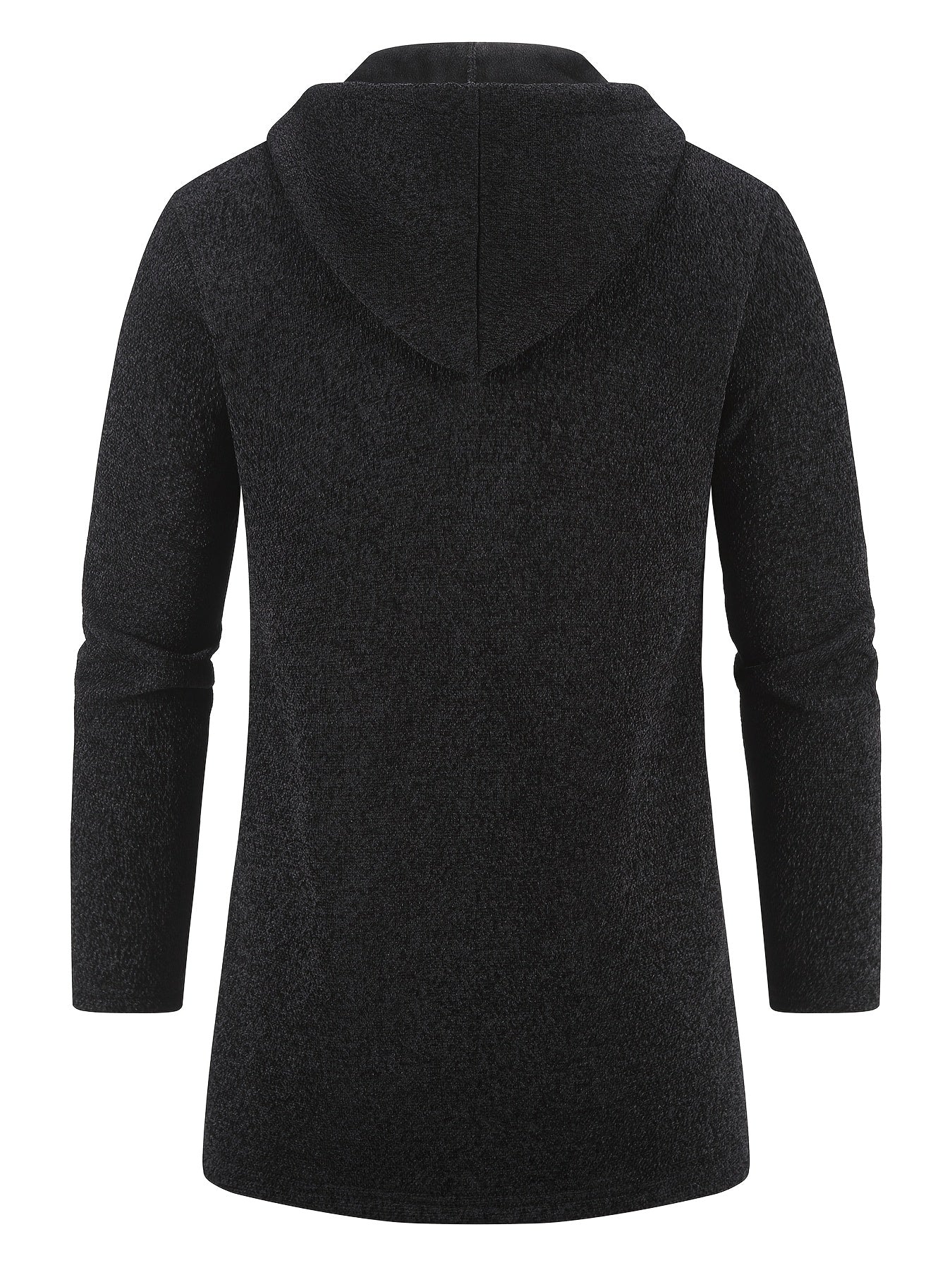 Men'S Fleece-Like Warmth Hooded Cardigan Jacket - Mid-Length Zipper Front Windbreaker Coat with Full-Zip Closure, Loose Fit Long Sleeve Winter Outerwear, Polyester Shell & Pockets for Casual & Semi-Formal Outfits (Autumn/Wint