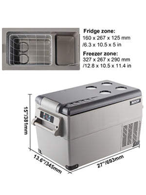 Vevor Portable Car Refrigerator Mini Fridge Freezer 20L 22L 35L 45L 55L Compressor Cooler 12V 24V DC Ice Box for Camping