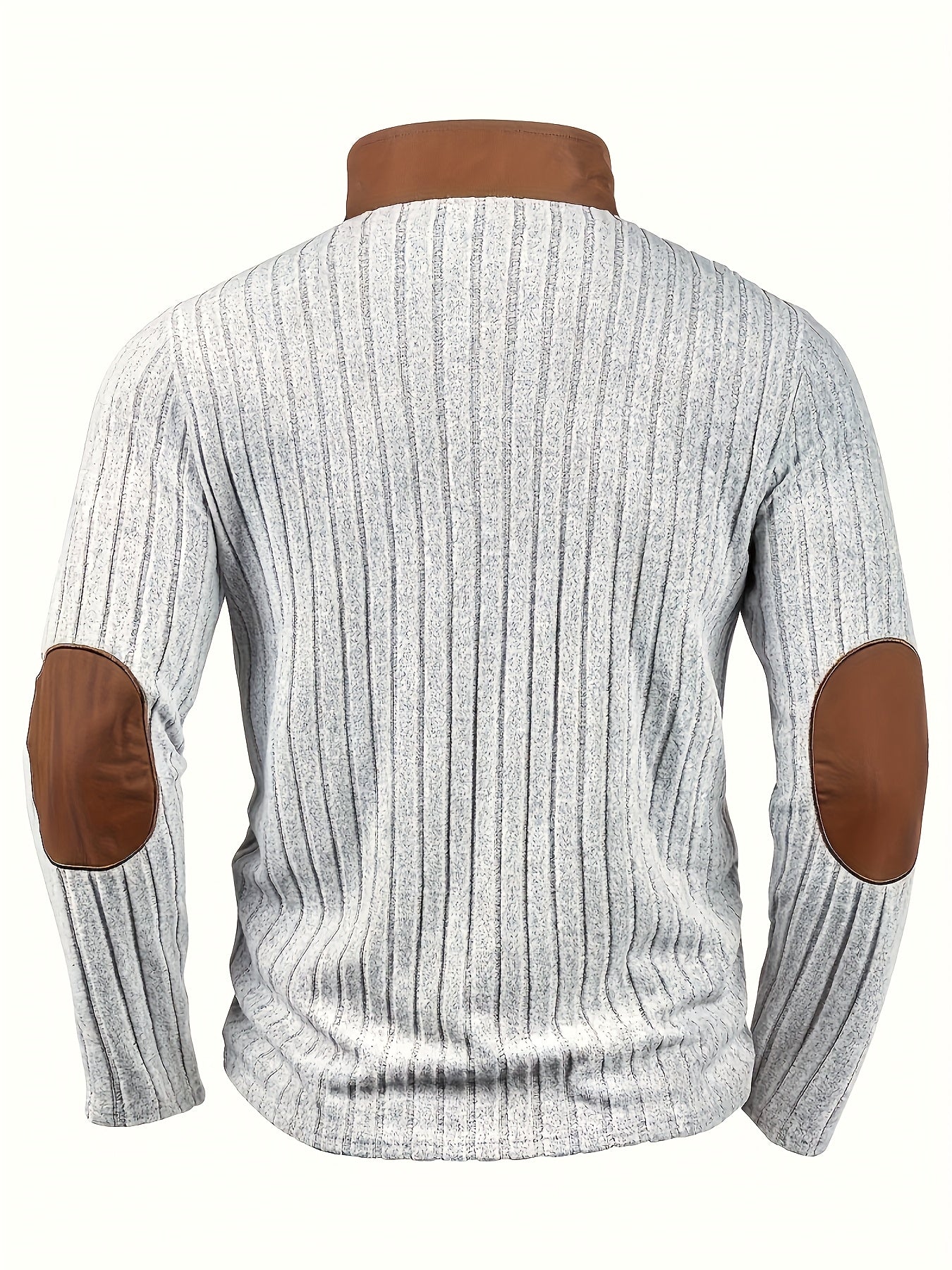 Men's Heavy-Duty Half-Zip Winter Jacket with Contrast Brown & White Collar - Warm Coat for Skiing,, Casual Outdoor Wear - Machine Washable (Brown/Beige) - Regular Fit Long Sleeve Zippered Outerwear