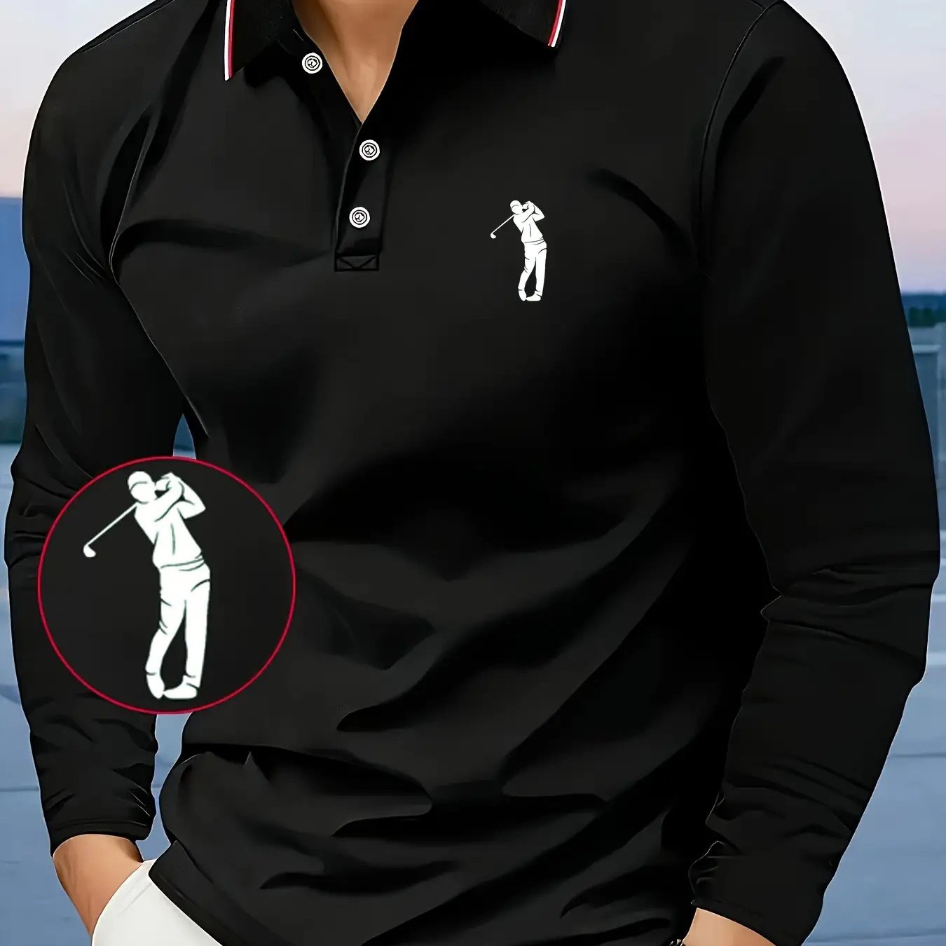 Men's -Inspired Long Sleeve Dress Shirt - Bright Blue with White Player Print & Red/White Striped Collar, Breathable Slim Fit, Machine Washable, All-Season Casual & Semi-Formal Wear with Swing Button Placket - Ideal for Outin