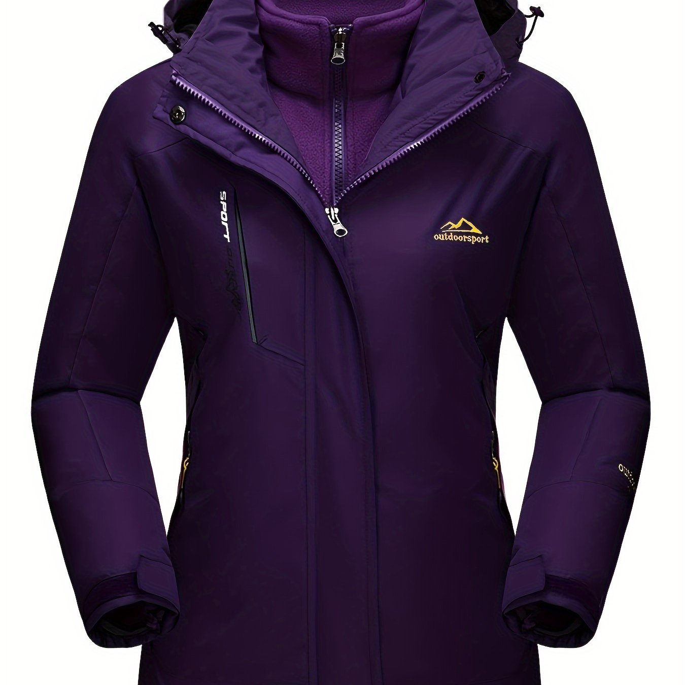 Women'S 3-in-1 Winter Coats Snow Ski Jacket Fleece Lined Winter Jacket Parka Windproof Hiking Hooded Coat Multi-pocket Winter Camping Parka Wear Resistant Snowboarding Warm Fleece Jacket