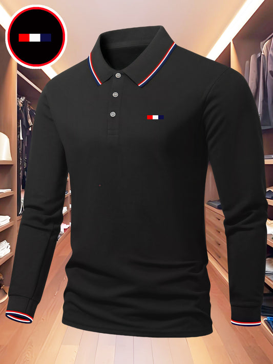Men'S Slim-Fit All-Season Long-Sleeve Shirt - Full-Body Print with French Flag Design, Turn- Collar & Red/White Piping - Breathable for Golf, Business Casual & Casual Attire - Versatile Workwear & Outdoor Sports Shirt - Ideal