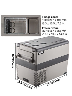 Vevor Portable Car Refrigerator Mini Fridge Freezer 20L 22L 35L 45L 55L Compressor Cooler 12V 24V DC Ice Box for Camping